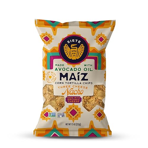 Siete Family Foods Three Cheese Nacho Maiz Tortilla Chips, 7.5 Ounce
