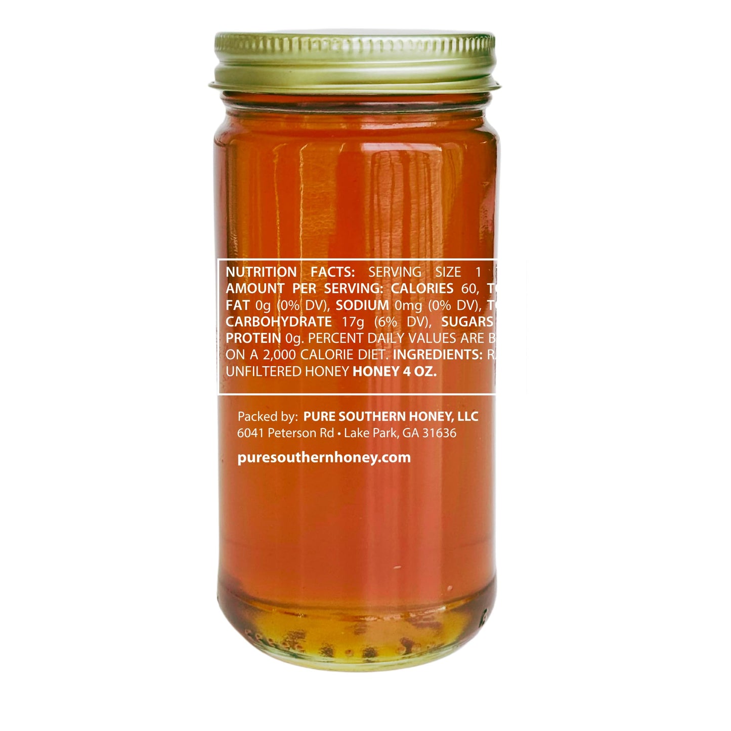 100% Authentic, USA - Made Raw Unfiltered Honey, Made by Pure Southern Honey [ 8 oz ] - Unheated - Non - GMO, No Additives, All - Natural Sweetener