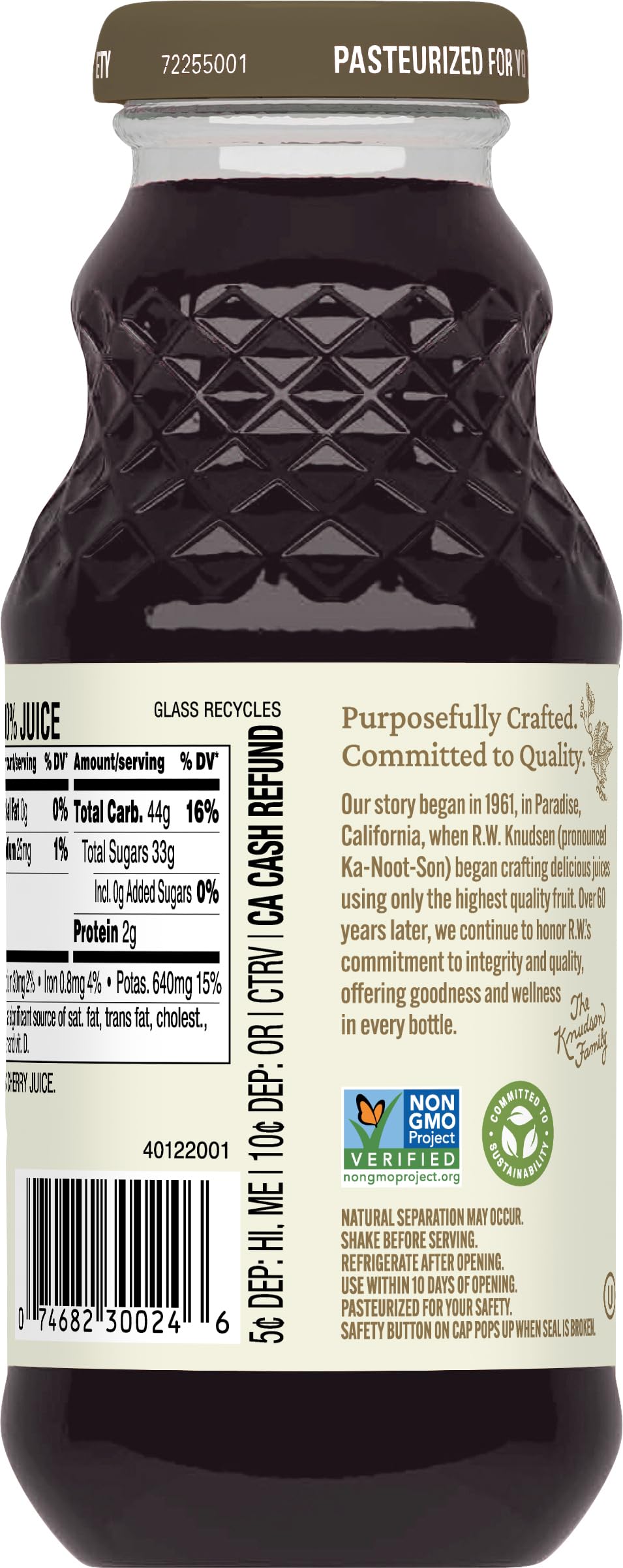 R.W. Knudsen Just Black Cherry Juice, 8 fl oz (12 Pack)