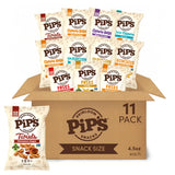Pip’s Heirloom Snacks Shark Tank Sampler - Variety Pack (11 ct) - Individually Wrapped Whole Grain Snack Packs Made With Heirloom Corn & Avocado Oil