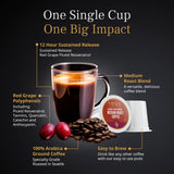 VINIA Medium Dark Roast Coffee with Red Grape Piceid Resveratrol, Nitric Oxide for Heart Health, Alertness, Physical Energy & Blood Flow Circulation