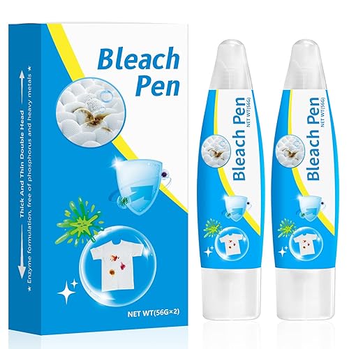 2PCS Bleach Pen?Bleach gel for Clothing, Portable bleach pen?More effective stain removal?Accessories,Instantly Remove New Stains