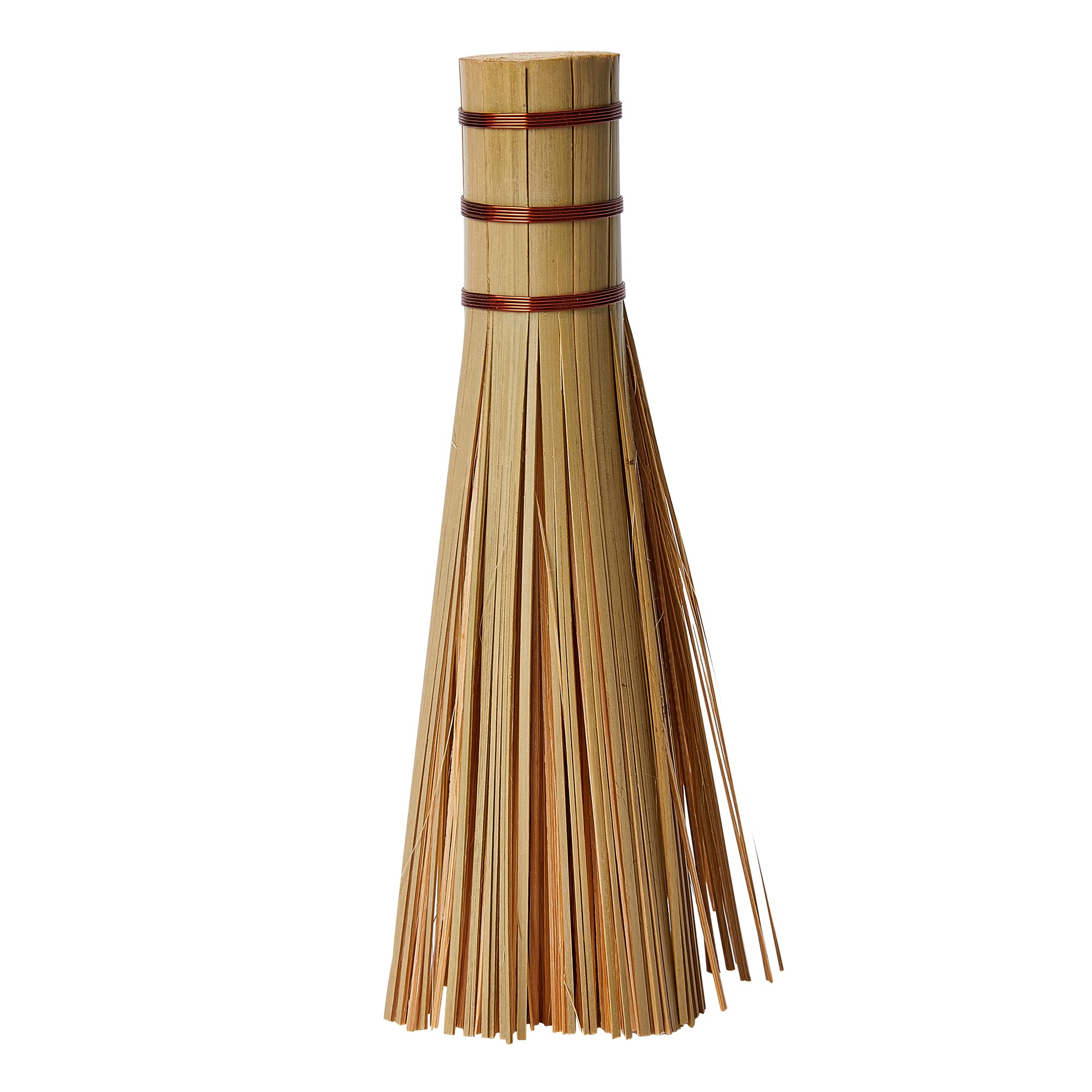 Bamboo Kitchen Wok Brush, 12 Inches Cleaning Whisk, Pot Scraper Scrubber for Cooking Skillet, 2 Pack
