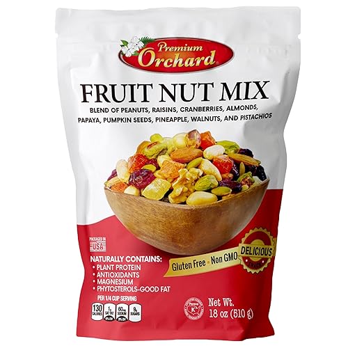 FRUIT NUT MIX TRAIL MIX by PREMIUM ORCHARD - Gourmet Trail Mix Bulk Blend of Mixed Nuts & Dried Fruit - Healthy Vegan Snacks, Snack Nut Mix, Plant
