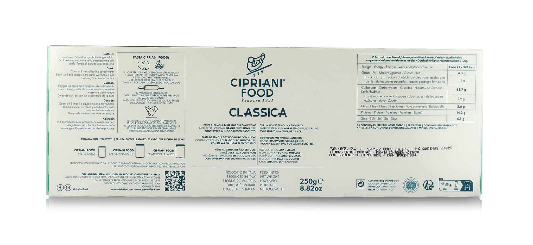 Cipriani Food Pappardelle Extra Thin Egg Pasta, 8.82 oz