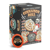 Bones Coffee Company Cinnamon Roll Flavored Coffee Pods, Low Acid Medium Roast Single-Serve Bones Cups, Compatible with 1.0 & 2.0 K-Cups Brewers