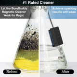 SNOWTREE Magnetic Glass Cleaner BoroBuddy | Glass Pieces, Bottles, Vases | Compact Design for Tighter Spaces & Smaller Glass Pieces | Double Sided |