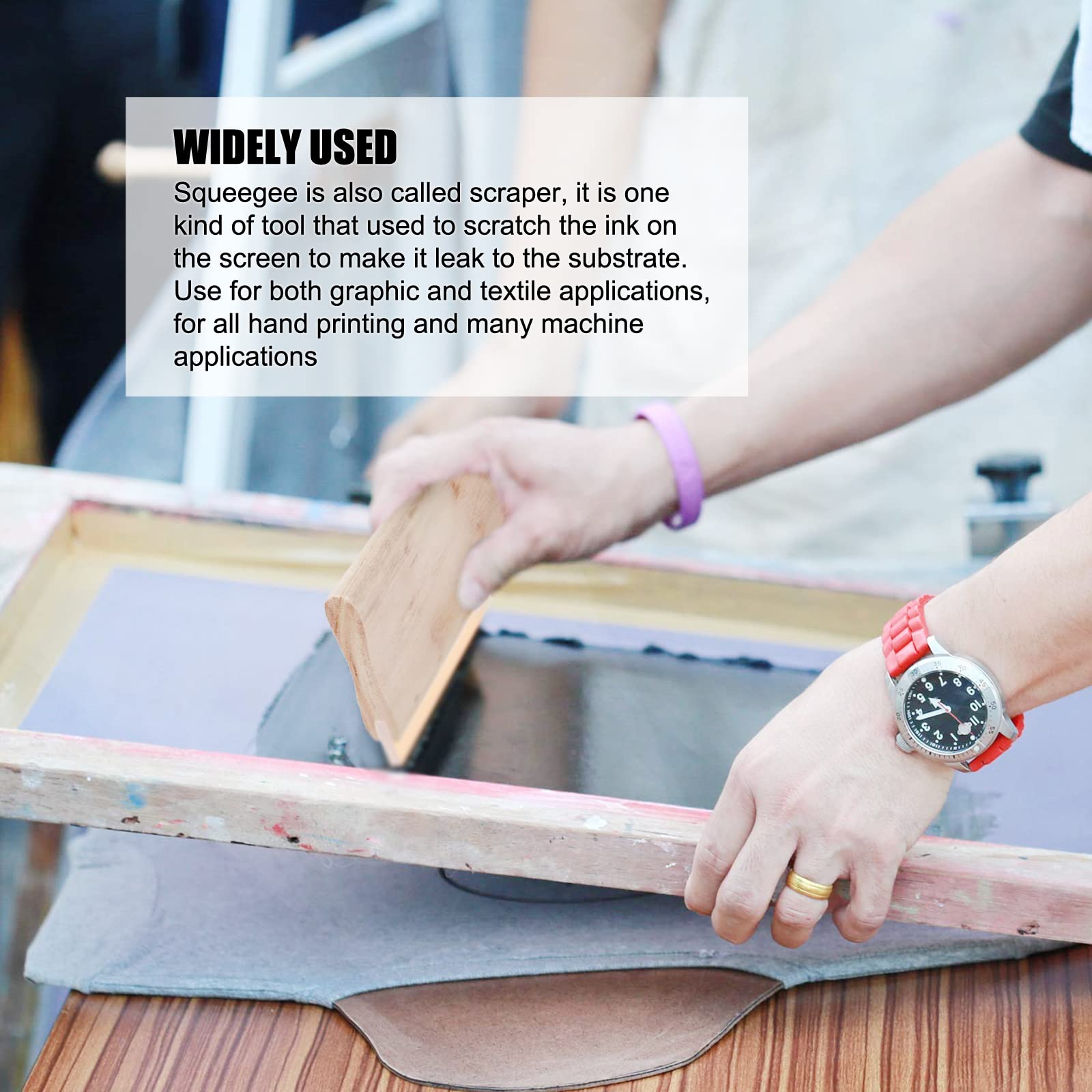 BREVELTION Silk Screen Printing Scraper Rubber Squeegee Wood Water for Ink Silk Screen Printing Manually 65 Durometer 9.4inch