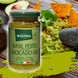Mantova Basil Pesto with Avocado Oil, 6.7 oz (Pack of 1), combines fresh basil pesto with the velvety richness of avocado oil for a smooth, buttery