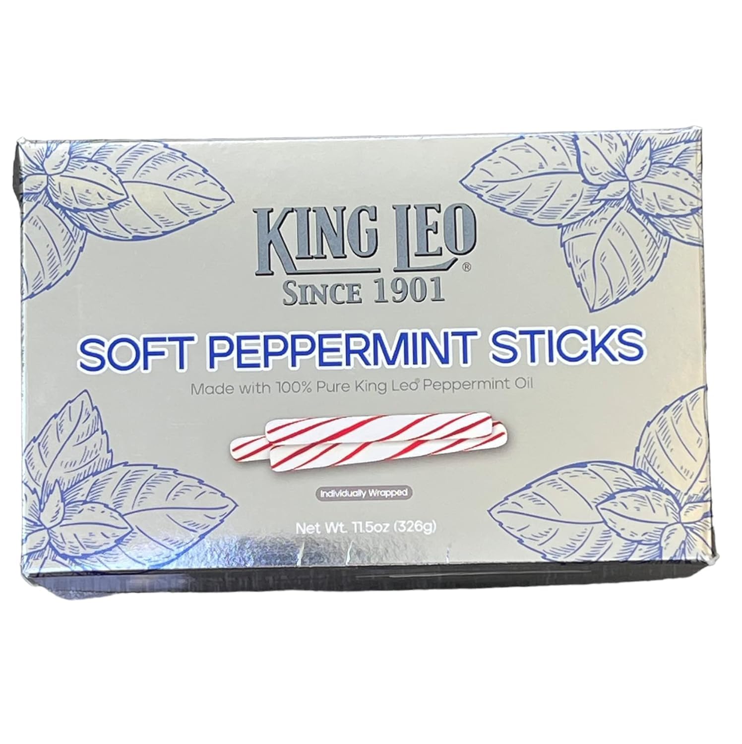 King Leo Soft Peppermint Sticks - Pack of 2 - Delicious and Classic Taste Since 1901 - Perfect for Sharing with Friends and Family - 11.5 oz Boxes