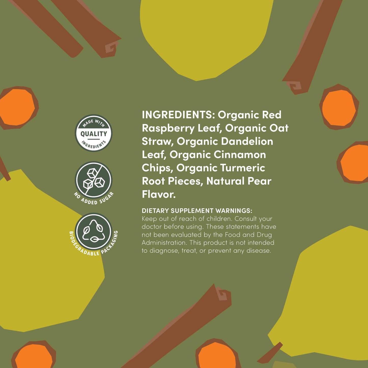 OAT MAMA Flavored Microplastics-Free Postpartum Recovery Tea - Spiced Pear Flavor - Calming & Healing Tea for Hormone Balance - Nourishing Organic