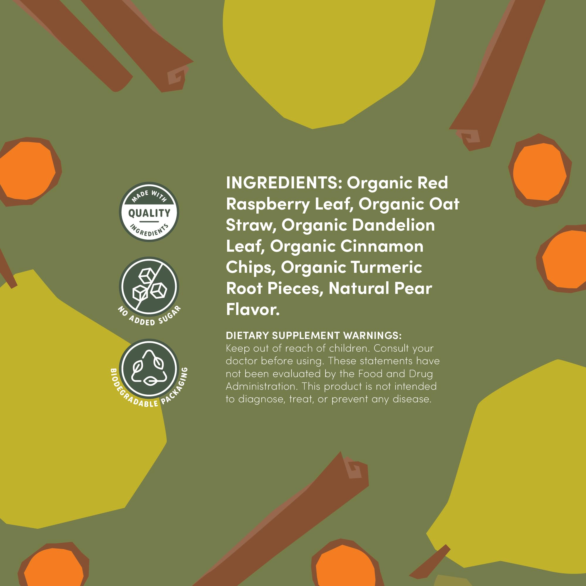 OAT MAMA Flavored Microplastics-Free Postpartum Recovery Tea - Spiced Pear Flavor - Calming & Healing Tea for Hormone Balance - Nourishing Organic