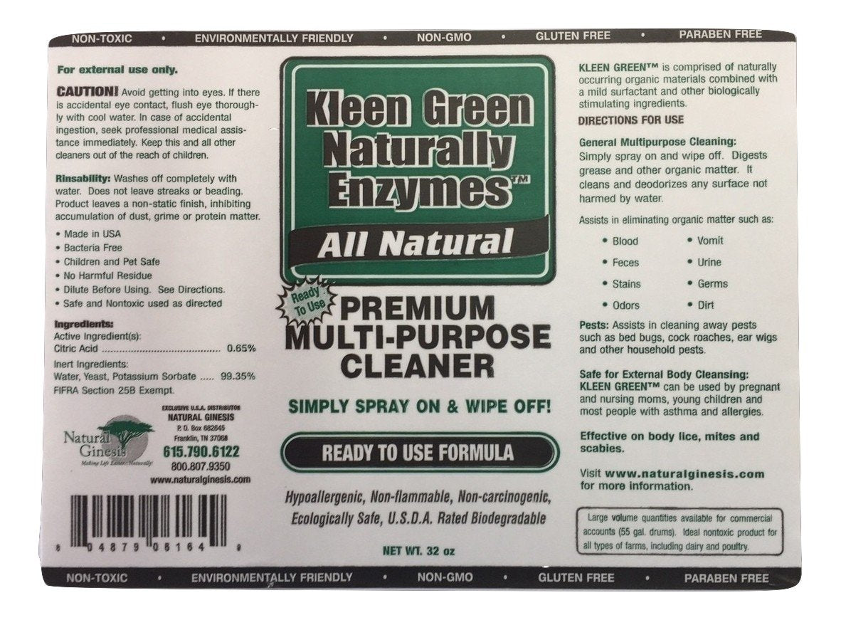 Kleen Green Naturally - 32 oz Pre-Mixed Formula