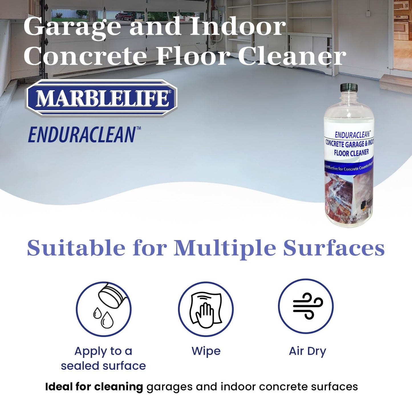 Marblelife EnduraCLEAN Garage and Indoor Concrete Floor Cleaner, Effective Basement & Garage Floor Cleaner, Effective Concrete Cleaner, Ready-To-Use