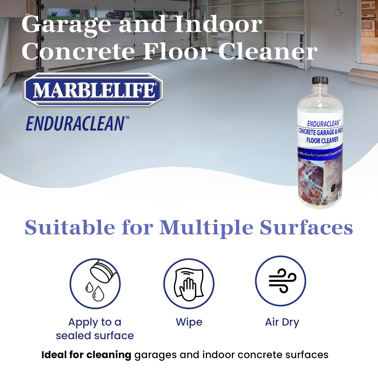 Marblelife EnduraCLEAN Garage and Indoor Concrete Floor Cleaner, Effective Basement & Garage Floor Cleaner, Effective Concrete Cleaner, Ready-To-Use