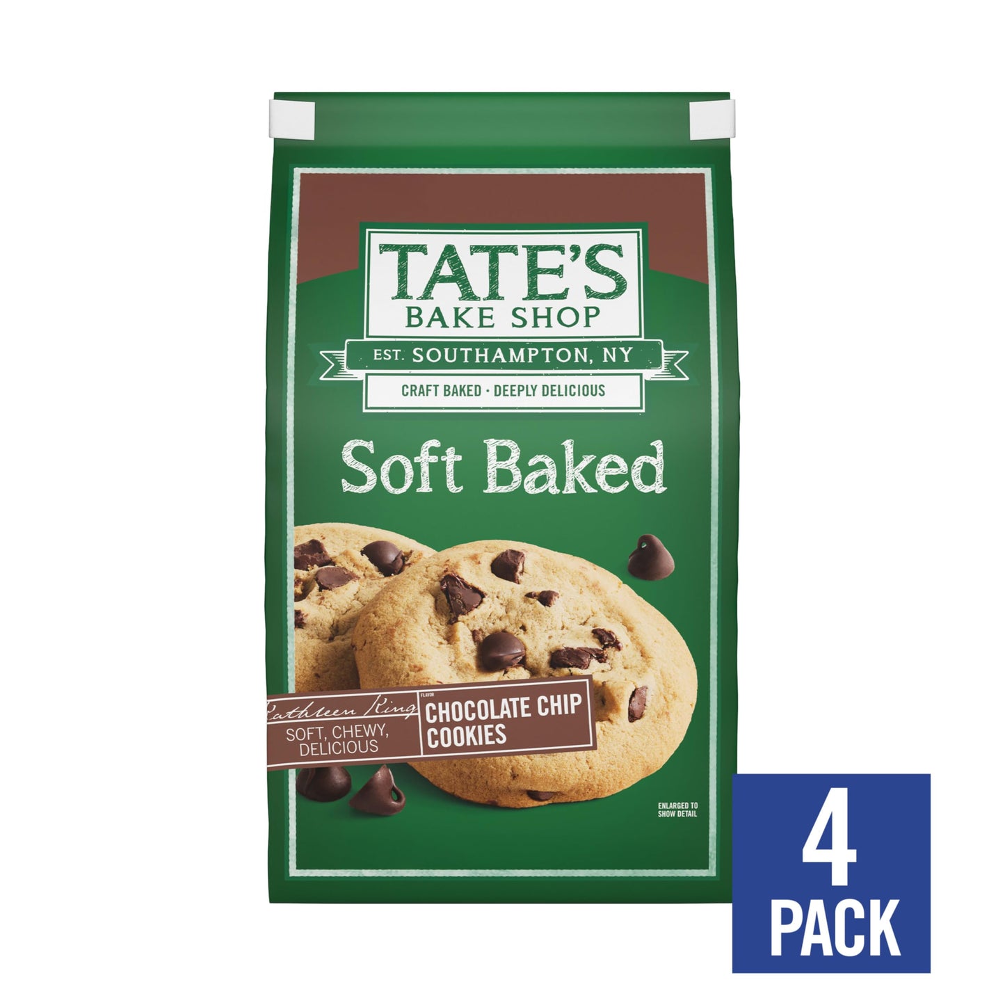 Tate's Bake Shop Soft Baked Cookies, Chocolate Chip, 4-8 oz Bags