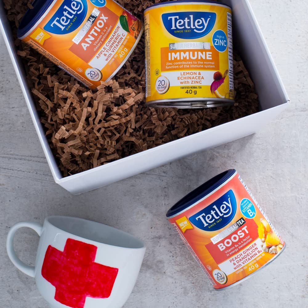 Tetley Super Herbal Antiox Tea: Apple, Cinnamon & Turmeric with Vitamin C - 20 Tea Bags, 40 Grams, Naturally Caffeine Free