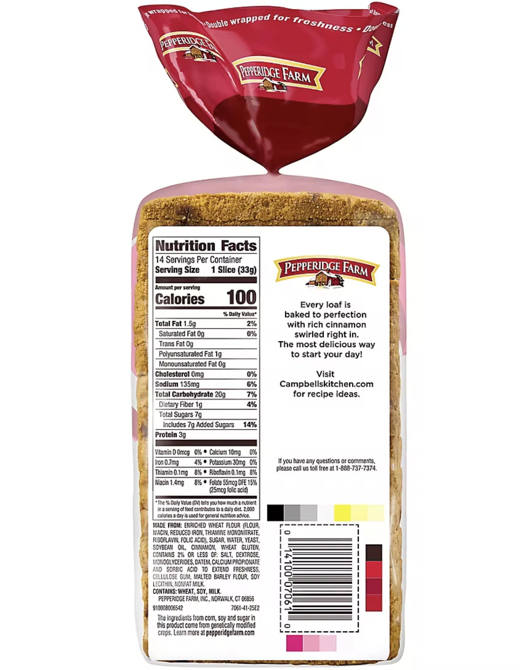 Pepperidge Farm Cinnamon Swirl Bread, 2pk./16 oz. Valpa products