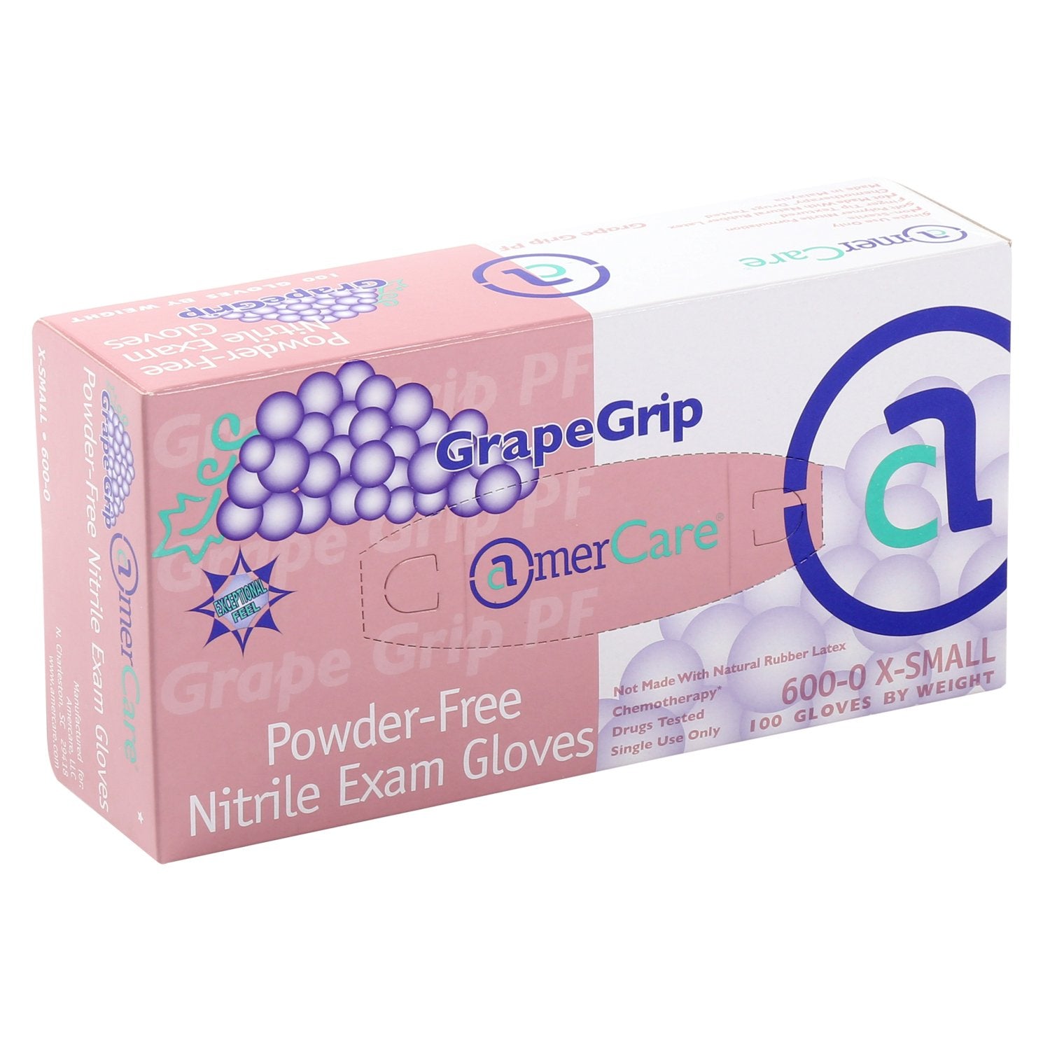 AmerCare 1000 Count Grape Grip Nitrile Gloves, Powder Free Exam Grade Black Disposable Gloves for Medical Professionals, 4.2 mil, Small