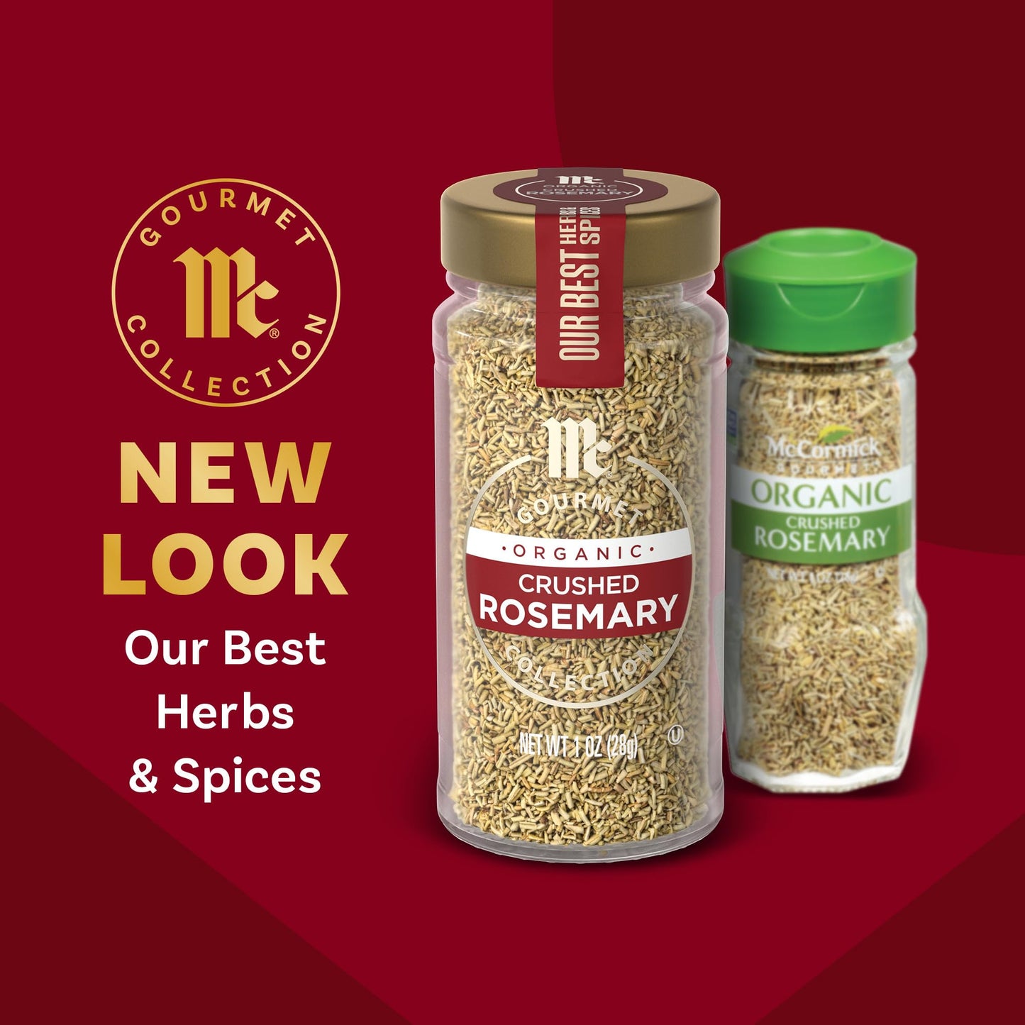McCormick Gourmet Collection Rosemary, Crushed, Organic, Non GMO, Kosher, Our Best Herbs & Spices, Piney, Lemony, Elevate Roasted Vegetables, Grilled