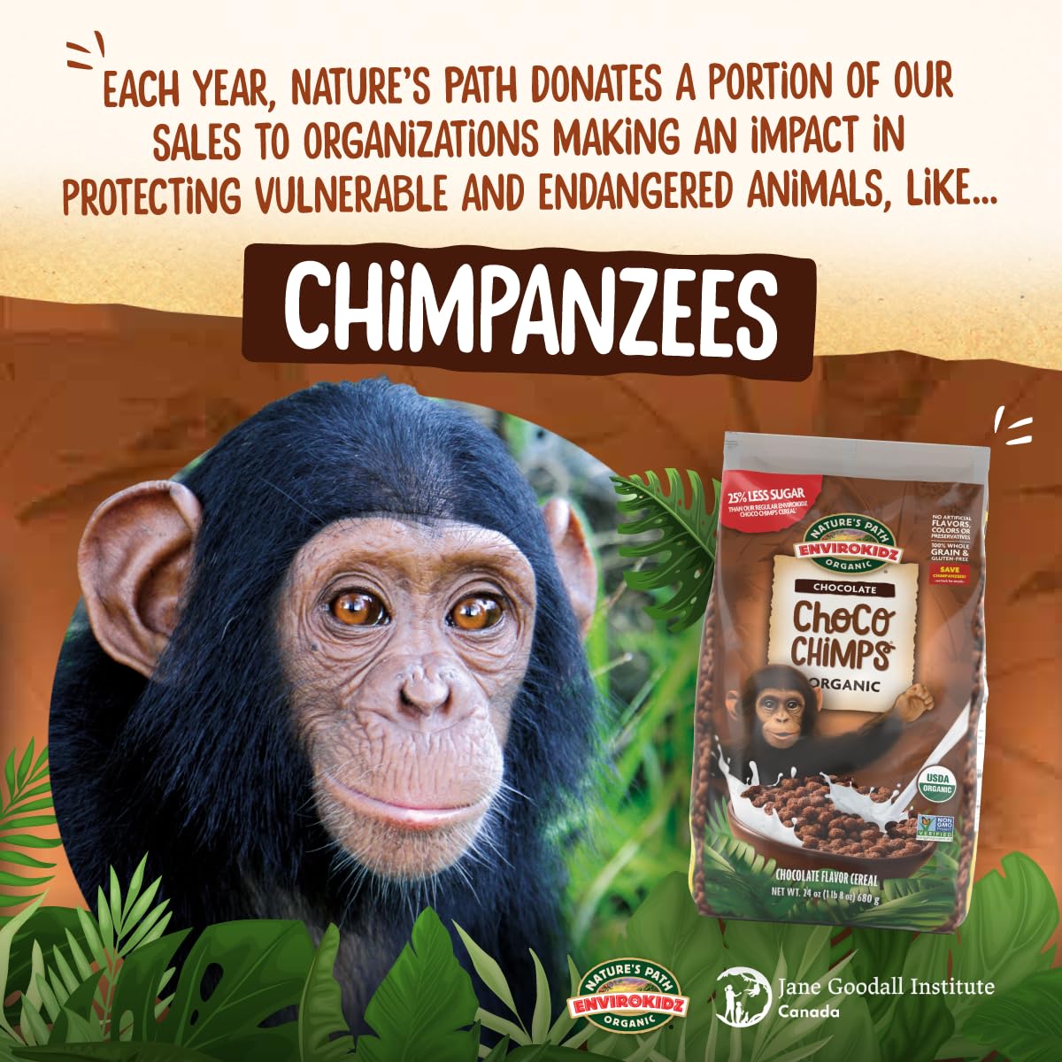EnviroKidz Organic Choco Chimps Cereal, 10 oz (Pack of 12), Chocolate, Gluten Free, Non-GMO, Fair Trade, by Nature's Path