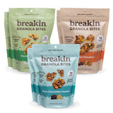 Breakin Snacks Granola Bites Variety Pack | Coffee Hazelnut, Dark Chocolate, Coconut Almond | Soft Baked | Gluten Free Snack with Organic Oats