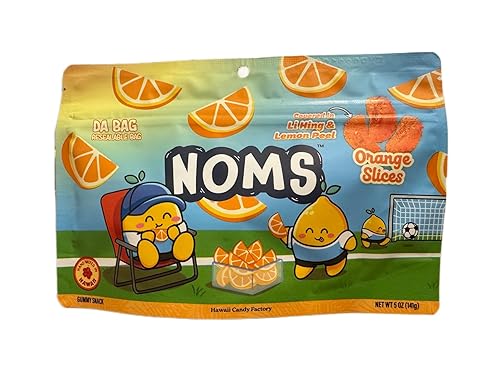 NOMS Li Hing & Lemon Peel Gummy Orange Slices - Sweet & Tangy Hawaiian Treat, 5 oz (141g)