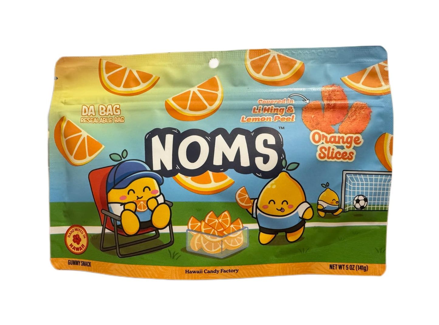 NOMS Li Hing & Lemon Peel Gummy Orange Slices - Sweet & Tangy Hawaiian Treat, 5 oz (141g)