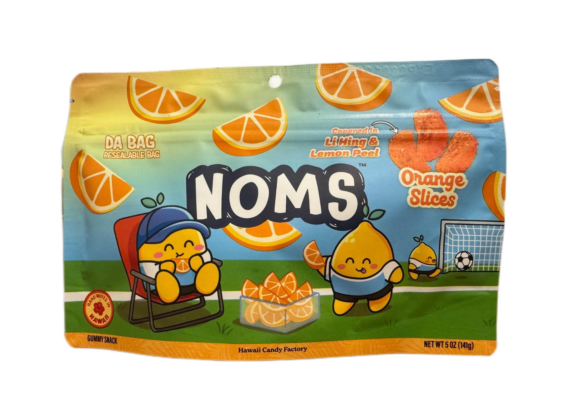 NOMS Li Hing & Lemon Peel Gummy Orange Slices - Sweet & Tangy Hawaiian Treat, 5 oz (141g)