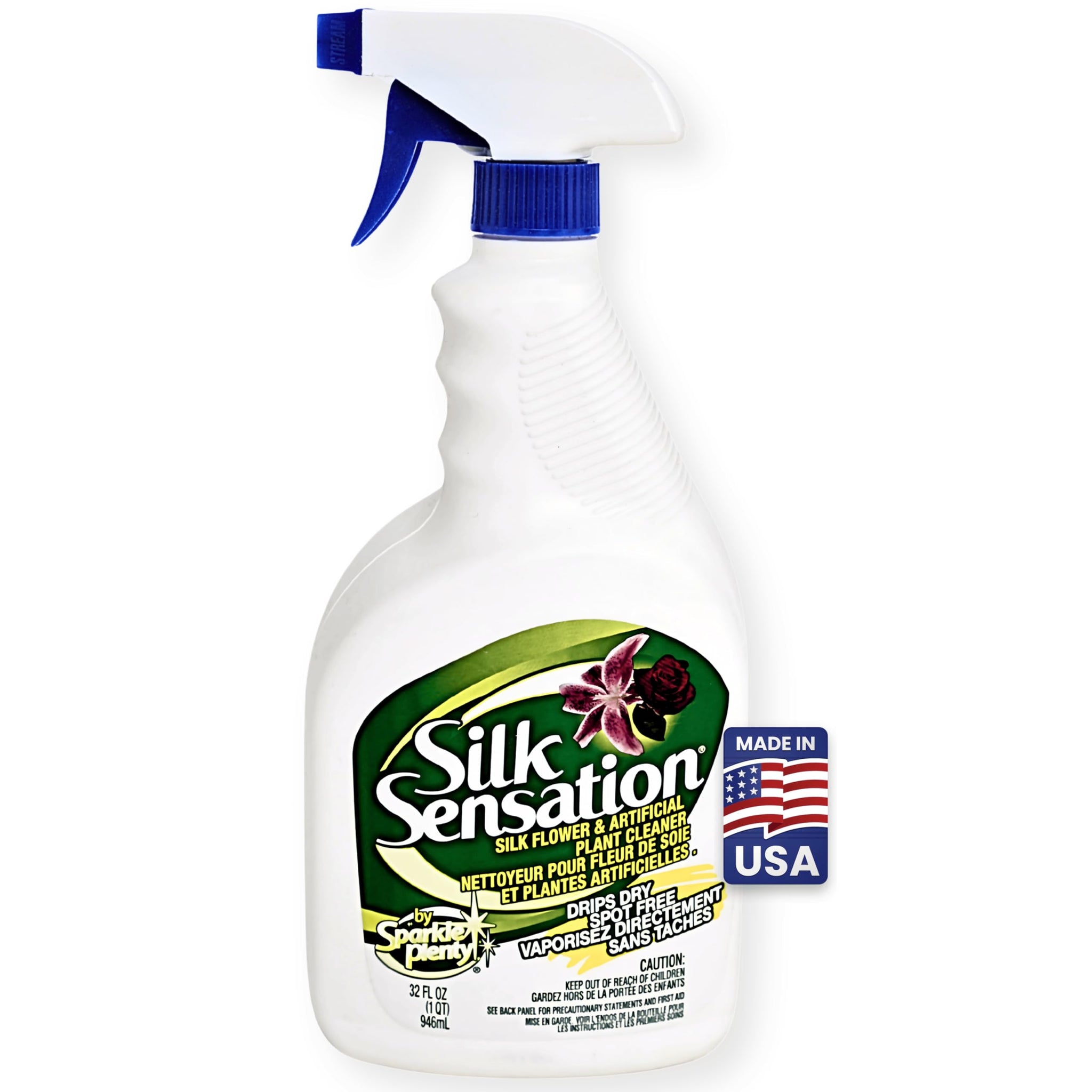 Sparkle Plenty Silk Sensation Artificial Flower & Plant Leaf Cleaner and Shine - Fake Flower Dusting Spray - Silk Plant Cleaner Spray No Wipe - Drip
