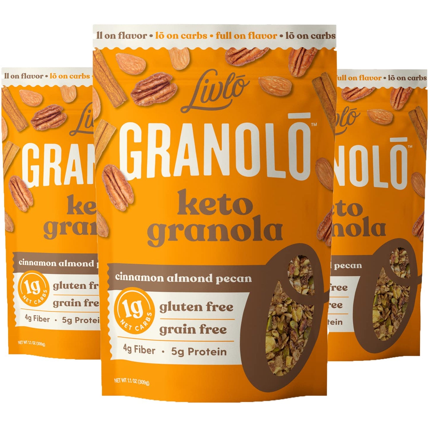 Livlo Keto Nut Granola Cereal - 1g Net Carbs - Grain Free & Gluten Free - Keto Friendly Low Carb Healthy Snack - Paleo & Diabetic Friendly Food