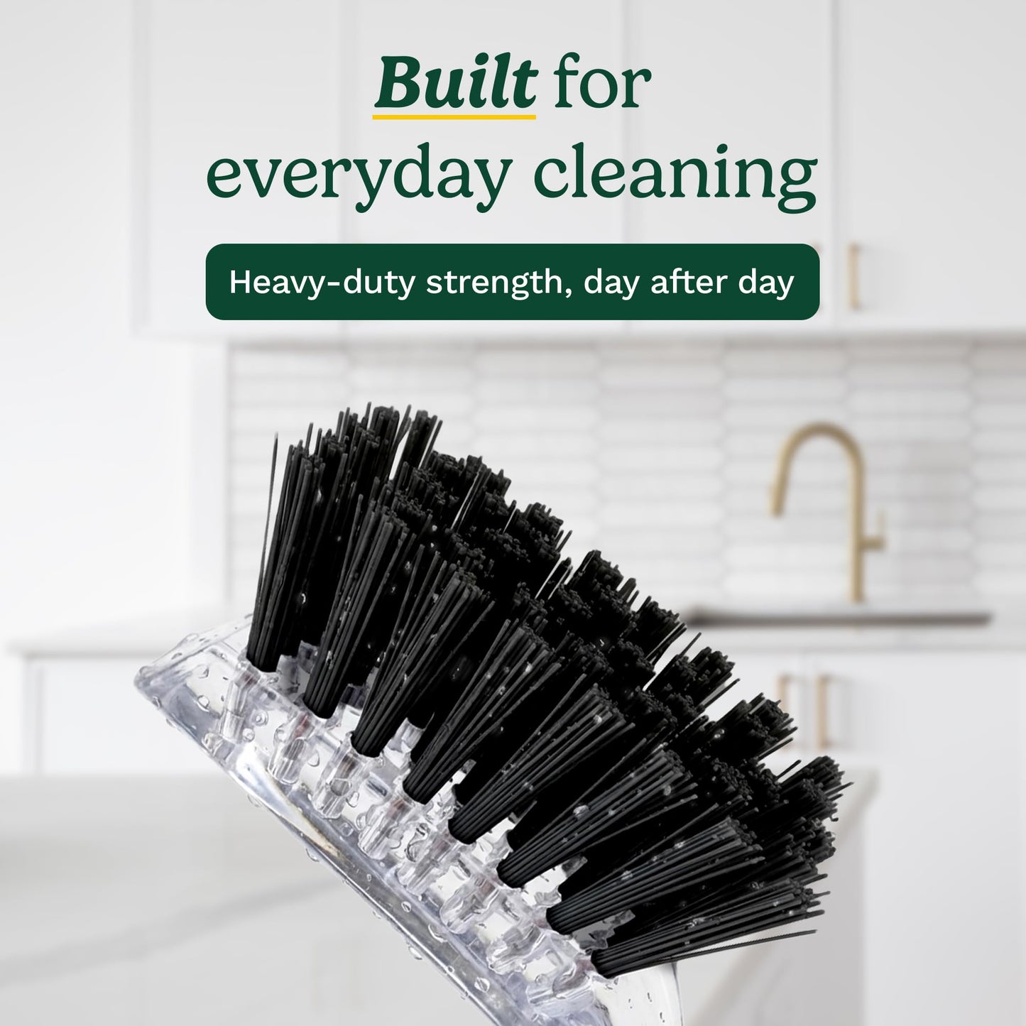 Cuisinart Dish Brush with Handle 2 Pack - Kitchen Scrub Brush for Dishes, Pots & Pans, Non-Scratch Dish Scrubber, Firm Bristles for Sink & Cookware