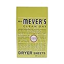 Mrs. Meyer's Dryer Sheets, Fabric Softener, Reduces Static, Infused with Essential Oils, Lemon Verbena, 80 Count