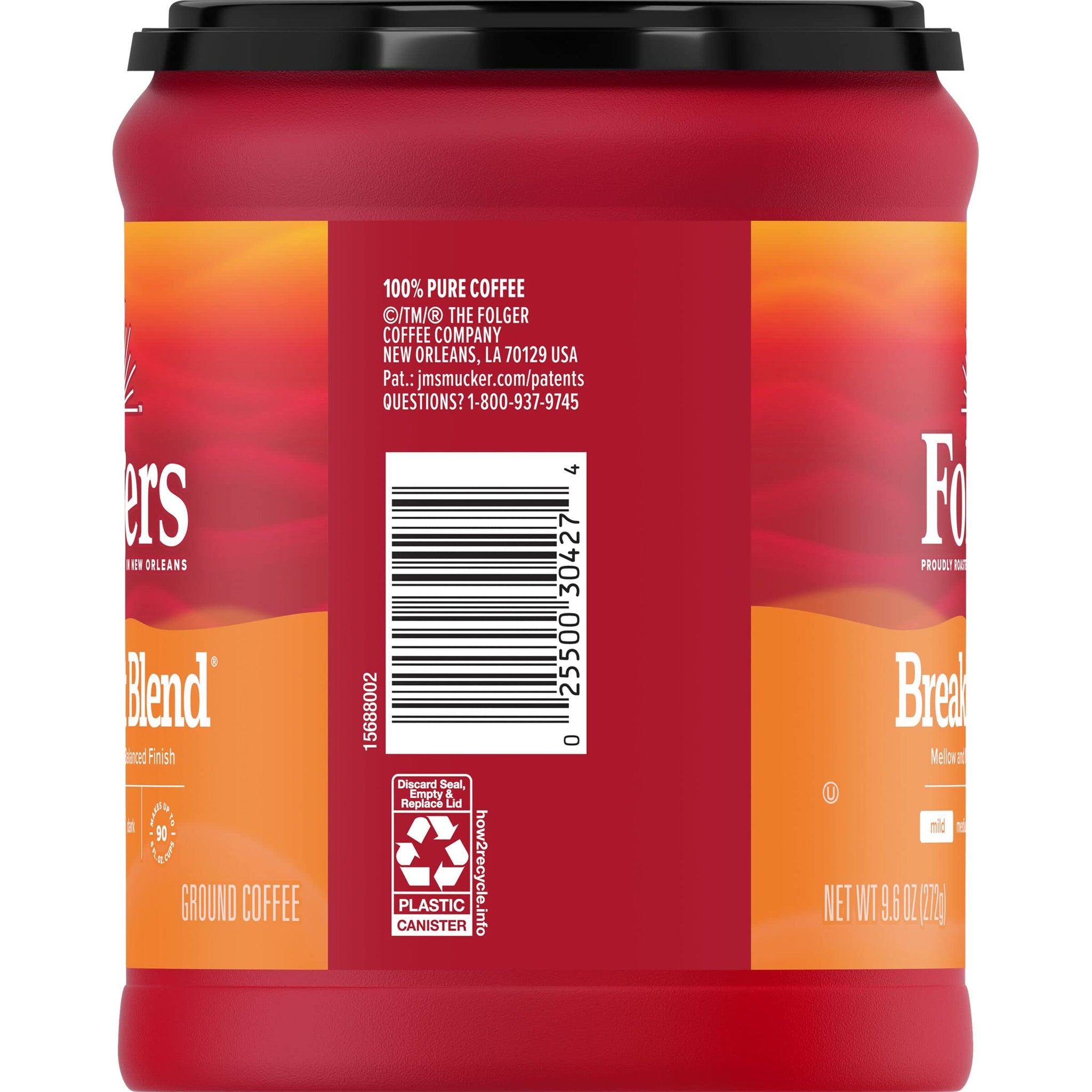 Folgers Breakfast Blend Ground Coffee, Smooth & Mild Coffee, 9.6 Ounce Canister