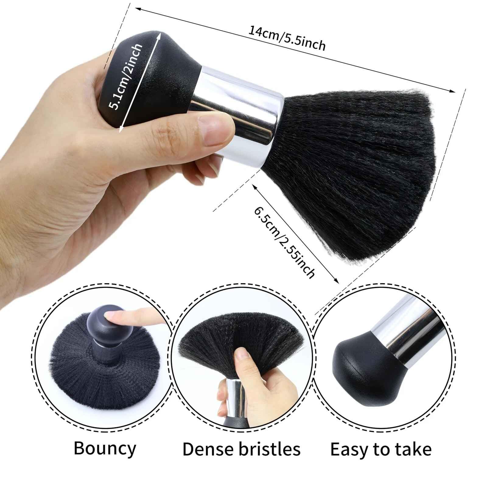 3pcs Black Neck Duster Soft Barber Brush Professional Barber Cleaner Hairbrush Barber Accessories for Salon Home Use