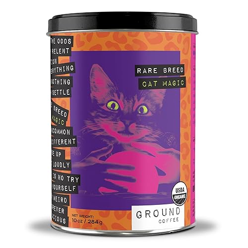 Rare Breed Cat Magic Medium Roast Ground Coffee - Freshly Roasted Low Acid Arabica Beans with Bold Aromatic Flavor - Ideal Gift for Coffee Lovers