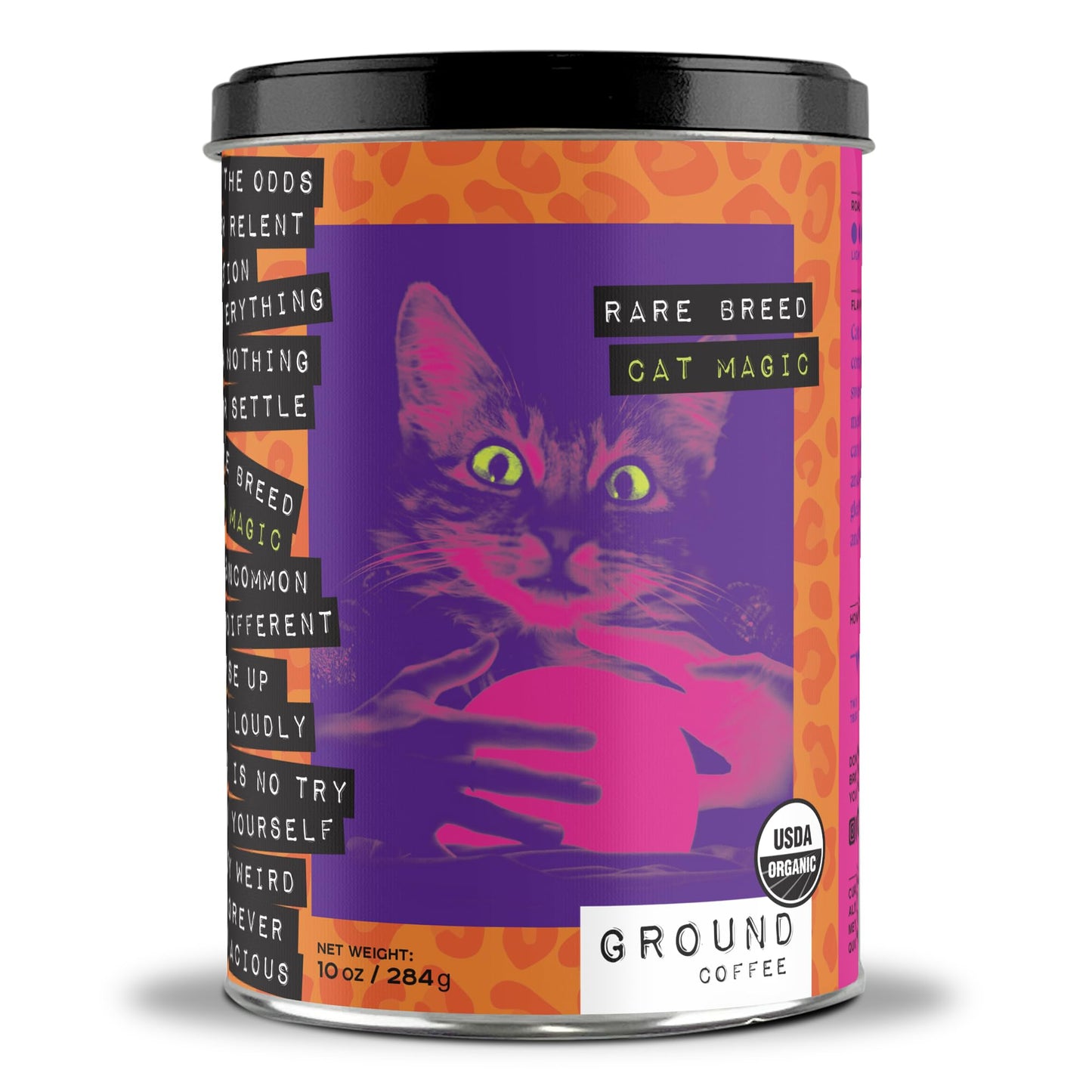 Rare Breed Cat Magic Medium Roast Ground Coffee - Freshly Roasted Low Acid Arabica Beans with Bold Aromatic Flavor - Ideal Gift for Coffee Lovers