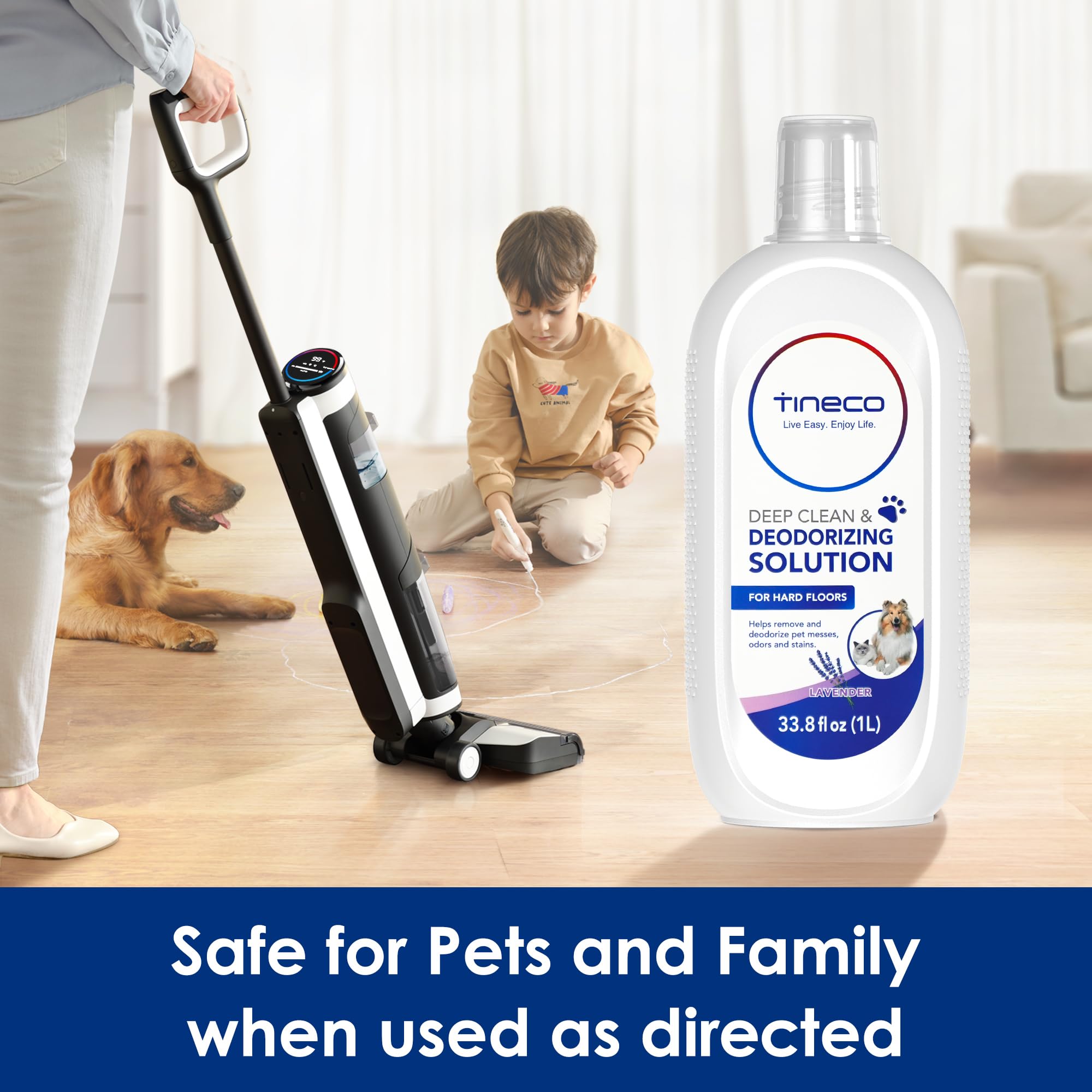 Tineco Floor Cleaning Solution 1L (33.8oz), Lavender Scent, Deep Cleaner for Multi-Hard Floors, Compatible with iFLOOR & FLOOR ONE S3/S5/S6/S7/S9