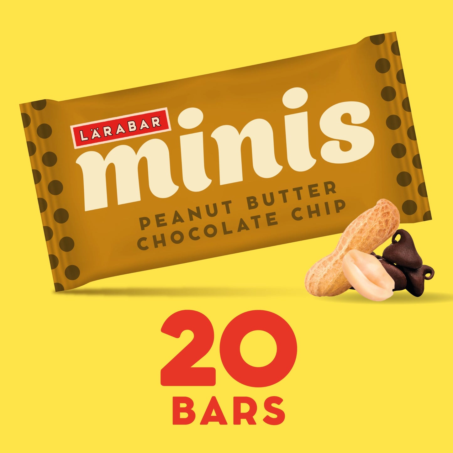 Larabar Minis Peanut Butter Chocolate Chip, Gluten Free Vegan Fruit and Nut Bars, 15.6 oz, 20 Ct