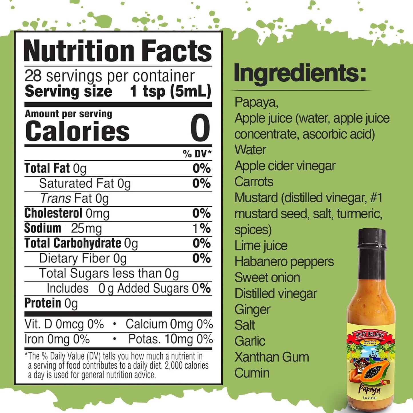 Spicy Delight Best Hot Sauce by Flavor Pirate, Aruba Hot Sauce Made With Habanero Pepper, Papaya, and Spices, Caribbean Inspired Papaya Spicy Salsa