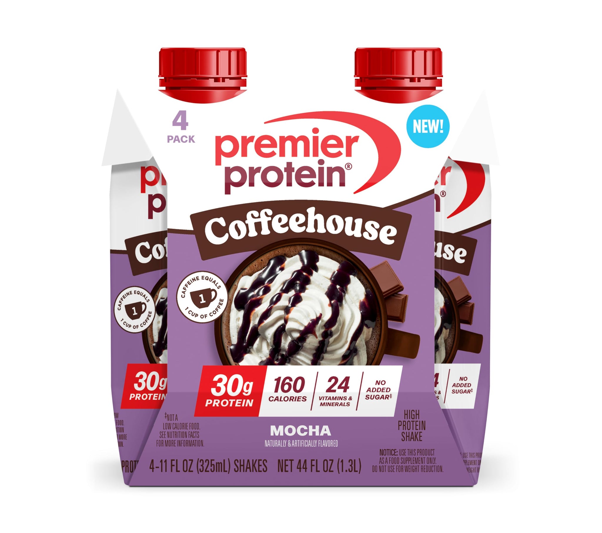 Premier Protein Shake COFFEEHOUSE, Mocha, 30g Protein, No Added Sugar, 24 Vitamins & Minerals to Support Immune Health, 11 fl oz (4 Pack)