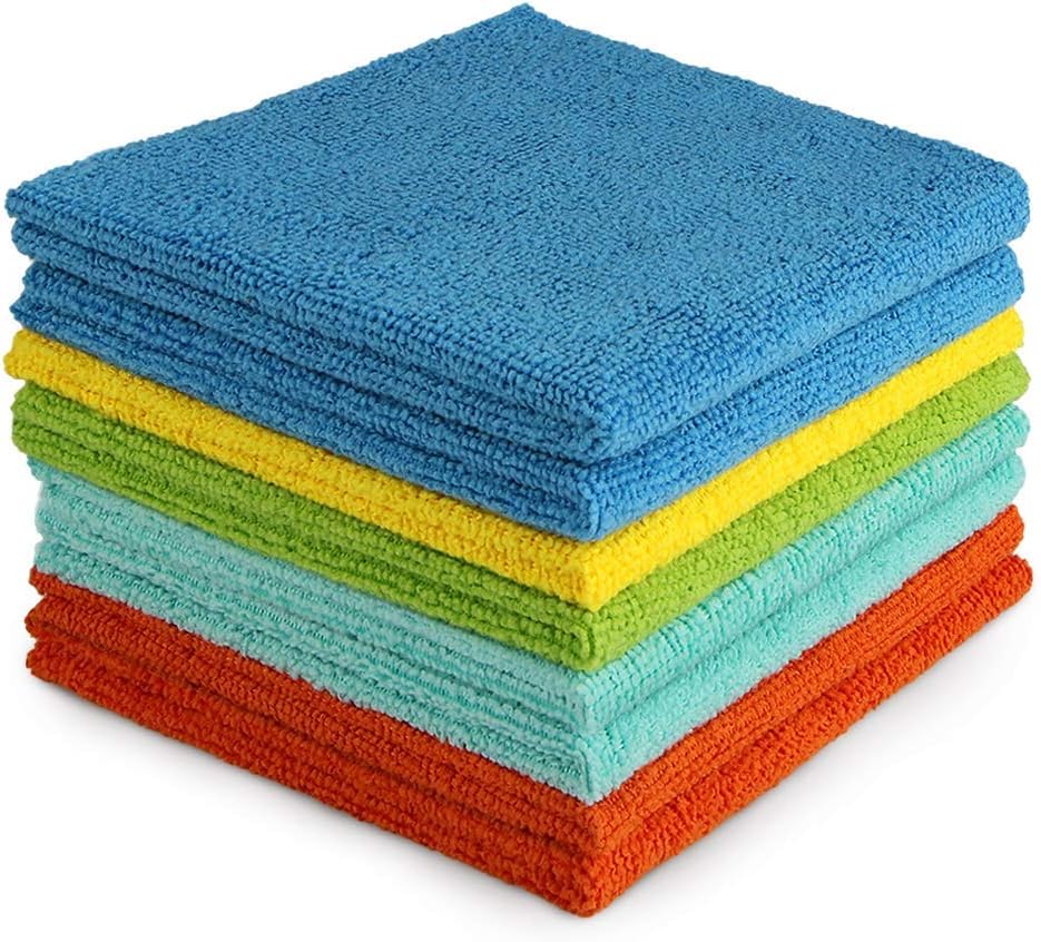 Belflower Family Products LLC Microfiber Cleaning Cloths, 12 Multi-Color Pack, Reusable, Lint-Free, for Kitchen, Car, Glass and Electronics