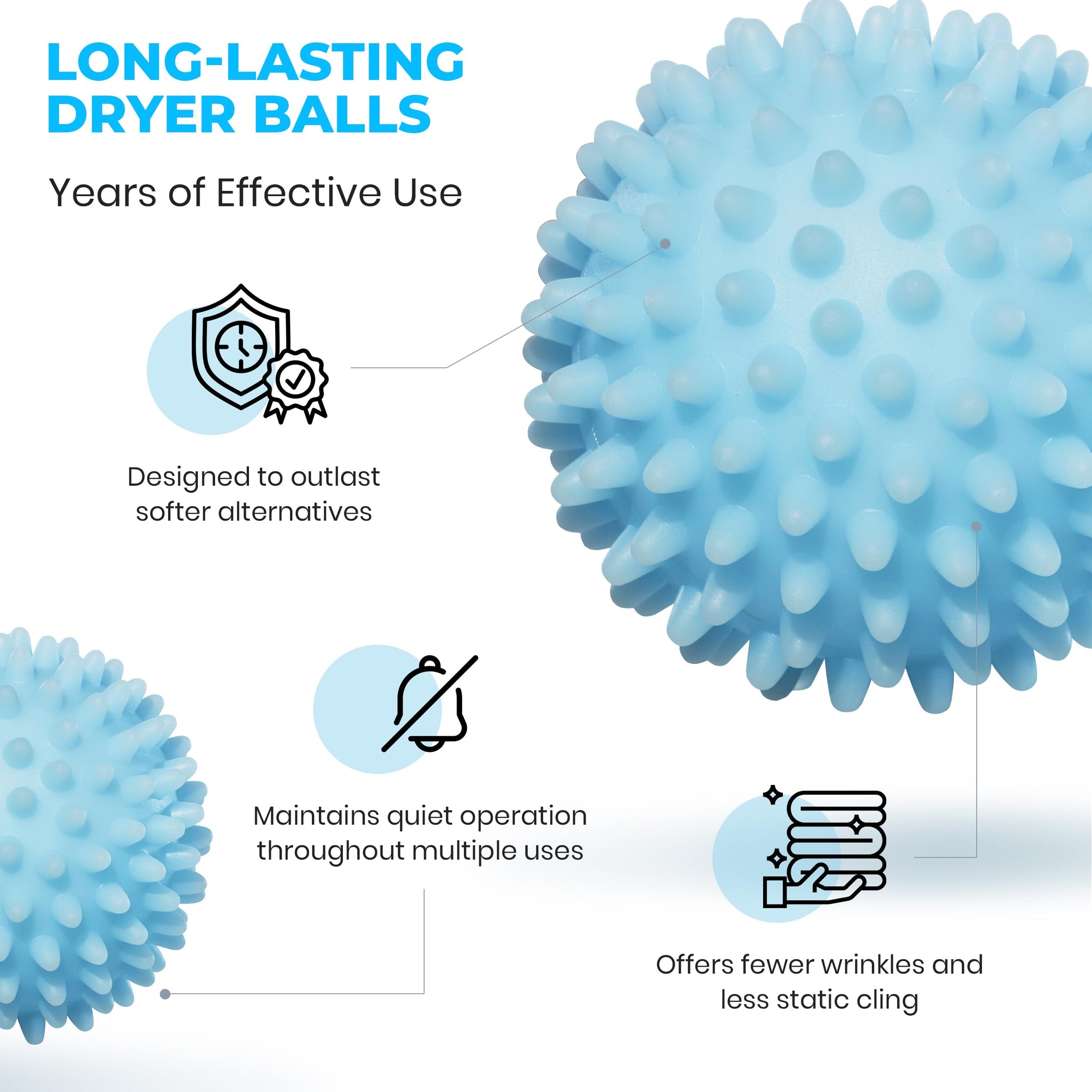 Handy Laundry Reusable Laundry Dryer Balls - A Natural Alternative to Fabric Softener, Reduce Drying Time and Save on Energy, Soft Fluffy Clothes