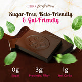 ChocoPerfection Sugar Free Dark Mint Chocolate Bars - Individually Wrapped Mini Bars European Style Dark Chocolate, Refreshing Mint Flavor Keto