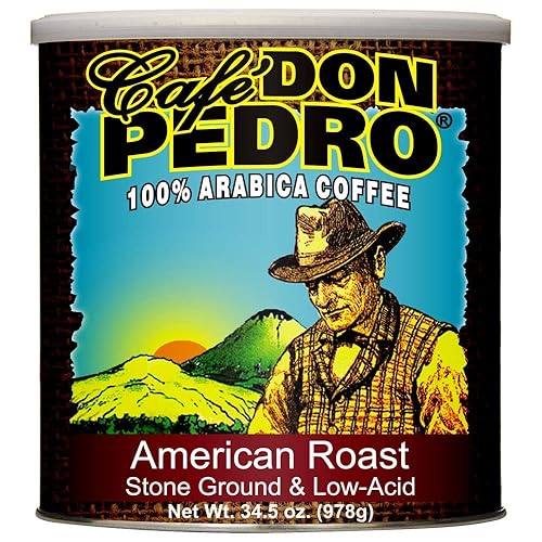 Cafe Don Pedro American Roast Naturally Low Acid Coffee - 34.5 Ounce Large Can for Coffee Lovers with Sensitive Stomachs - Delicious, Smooth Flavor
