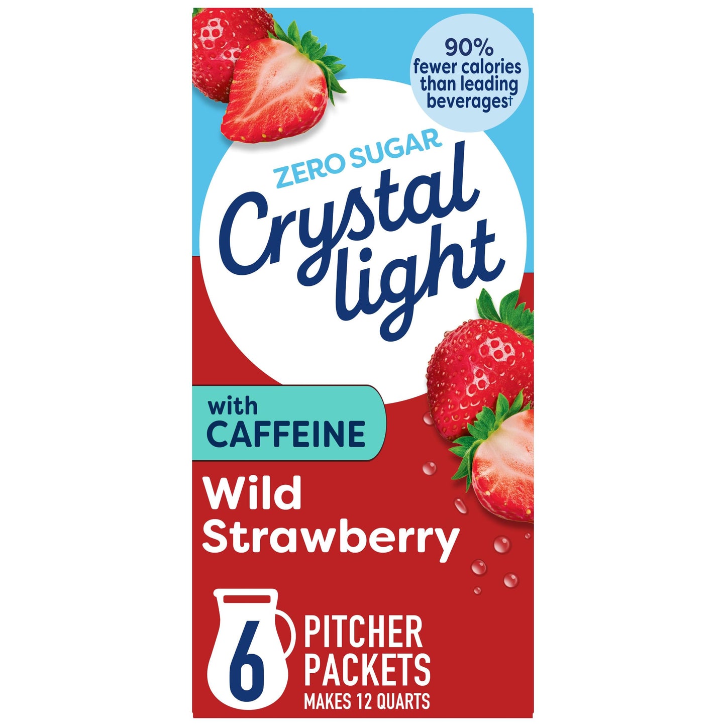 Crystal Light Energy Wild Strawberry Powdered Drink Mix, Sugar-Free, 5 Calories Per Serving, On-the-Go Pitcher Packets, 6 CT (Pack of 2)