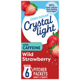 Crystal Light Energy Wild Strawberry Powdered Drink Mix, Sugar-Free, 5 Calories Per Serving, On-the-Go Pitcher Packets, 6 CT (Pack of 2)