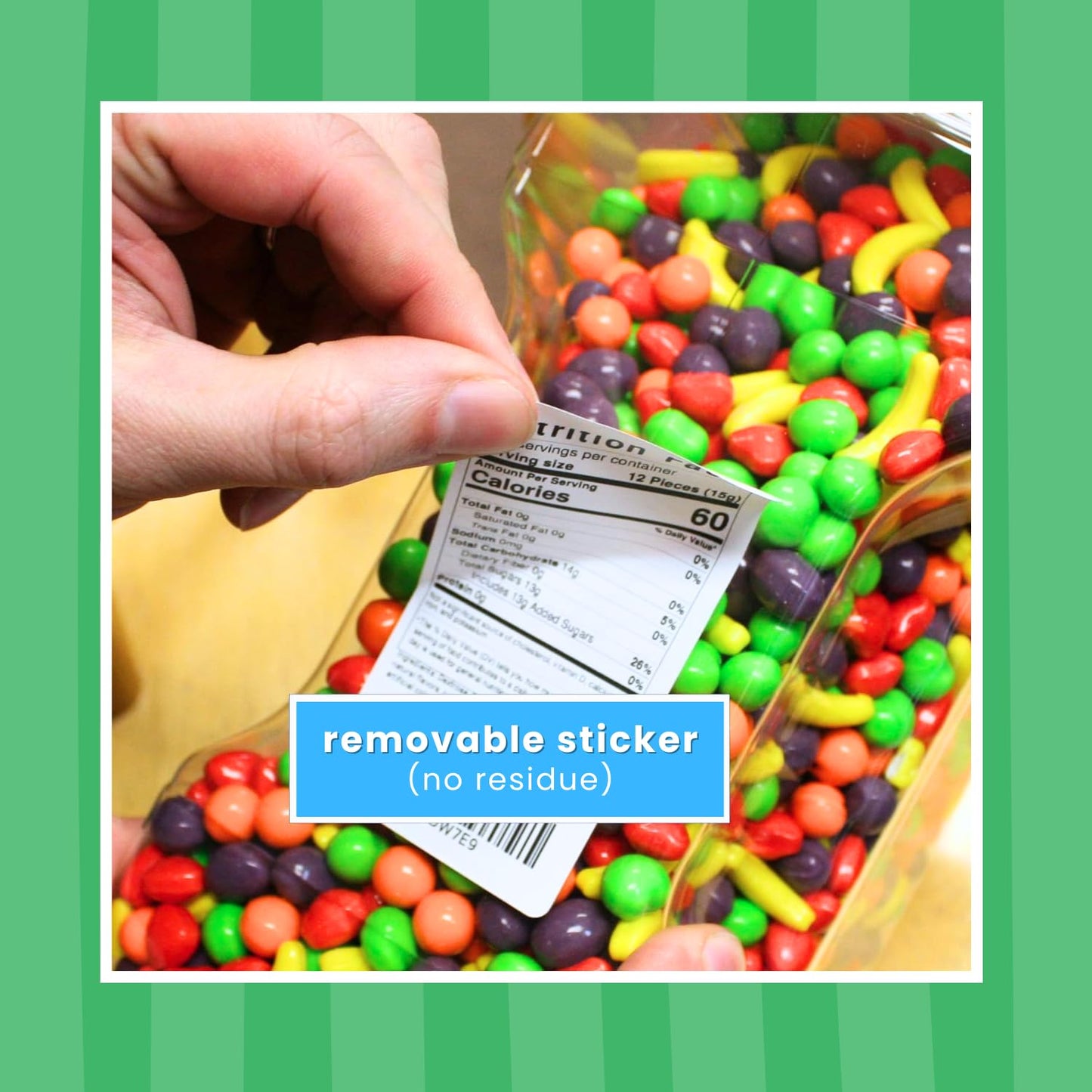 Bulk 3.5LB - Original Soft Chewy Fruit Candy in 64 FL OZ Gift Ready Square Jar