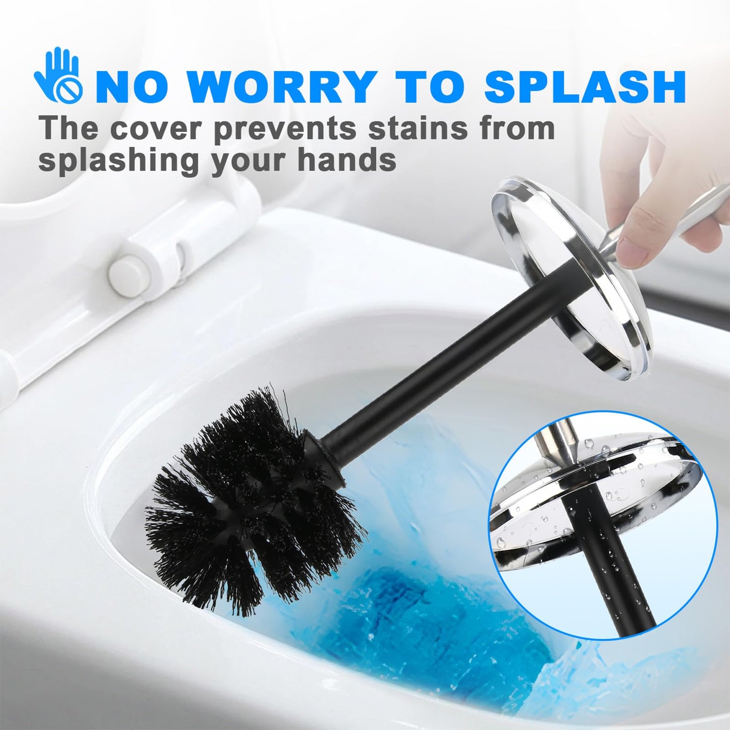 Toilet Brush and Holder Set of 2 | Great Value 2-Pack for Multiple Bathrooms | Sturdy Reinforced Handle for Durability | Discreet Enclosed Caddy |