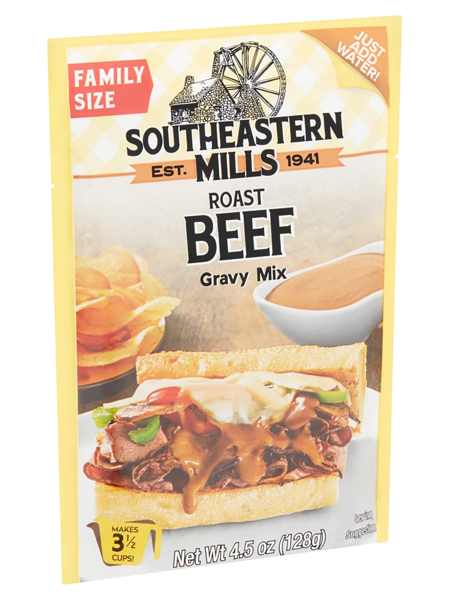 Southeastern Mills Gravy Mix, Roast Beef Gravy Mix, Custom Blend of Spices & Seasonings, Makes 3 ½ Cups of Gravy, Just Add Water 4.5 Ounce (Pack of 4)